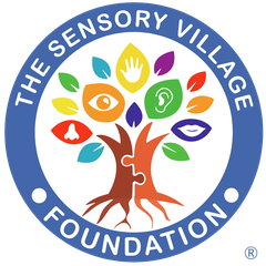 Sensory Village Foundation logo — a colourful illustrated village of small houses